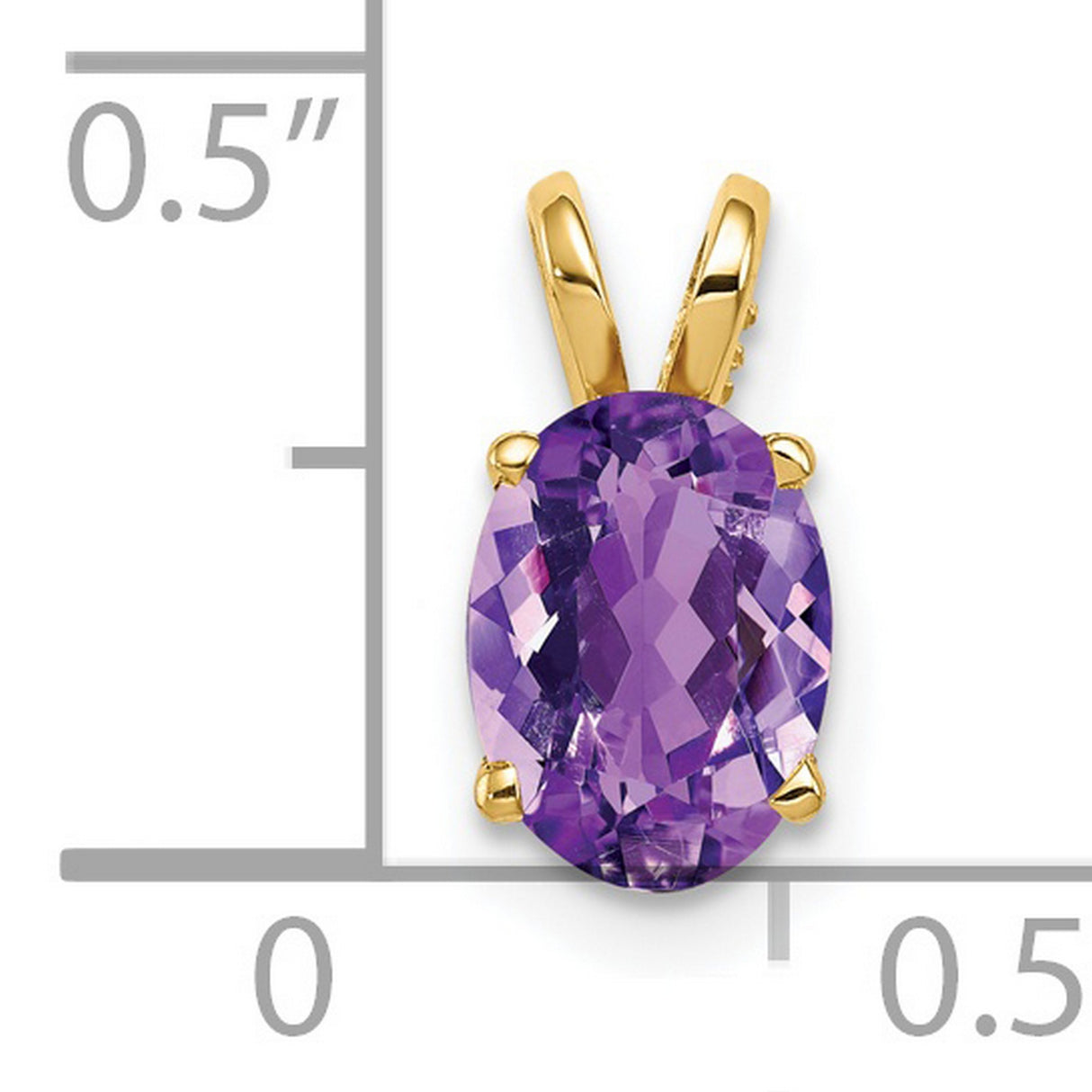 8x6mm Oval Amethyst Charm Pendant in Real 14k Yellow Gold