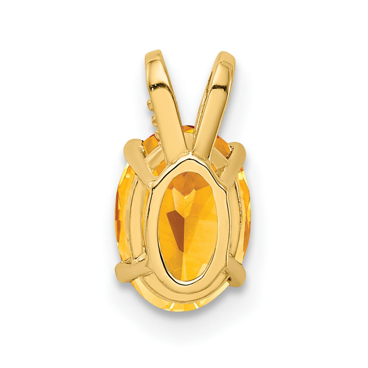 8x6mm Oval Citrine Charm Pendant in Real 14k Yellow Gold