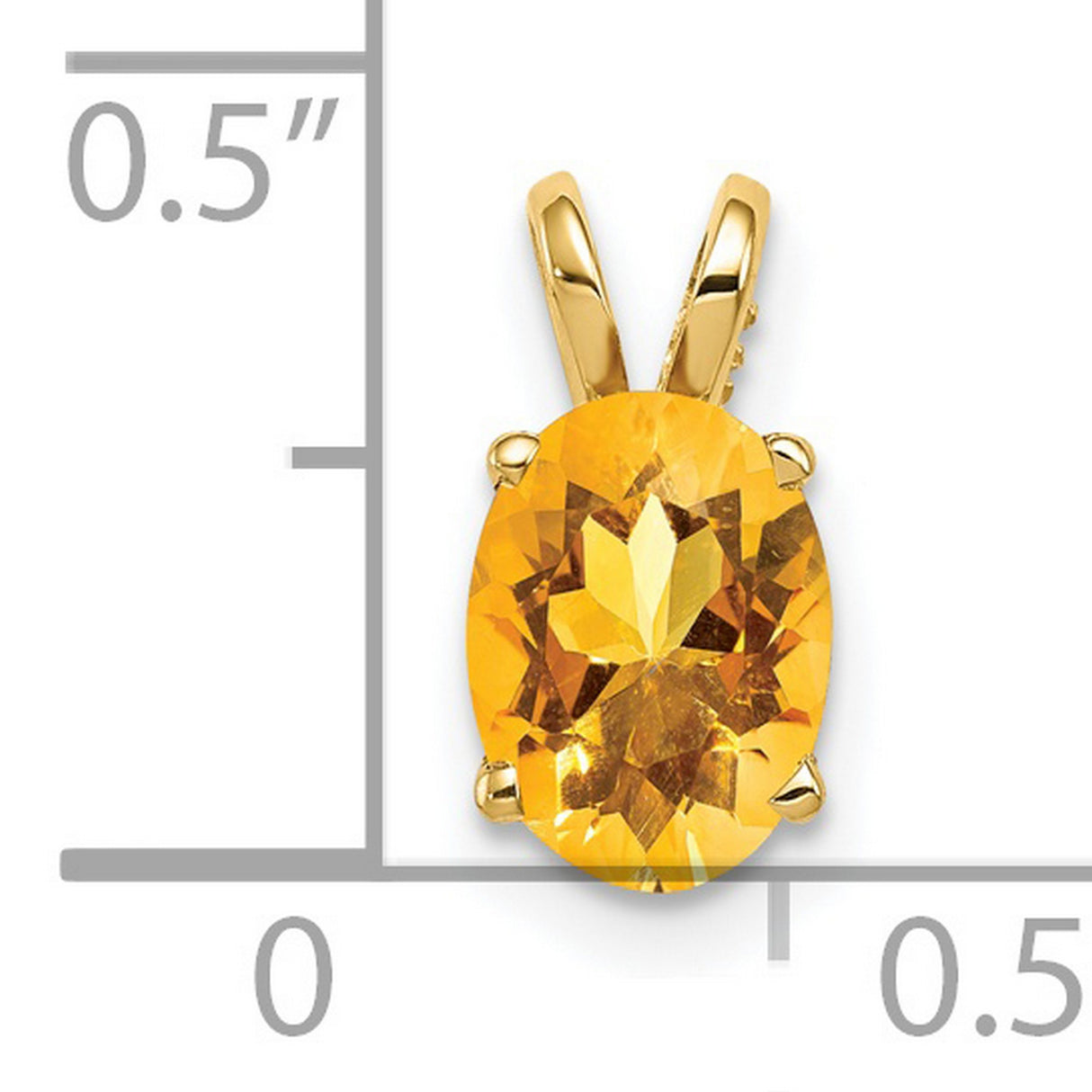 8x6mm Oval Citrine Charm Pendant in Real 14k Yellow Gold