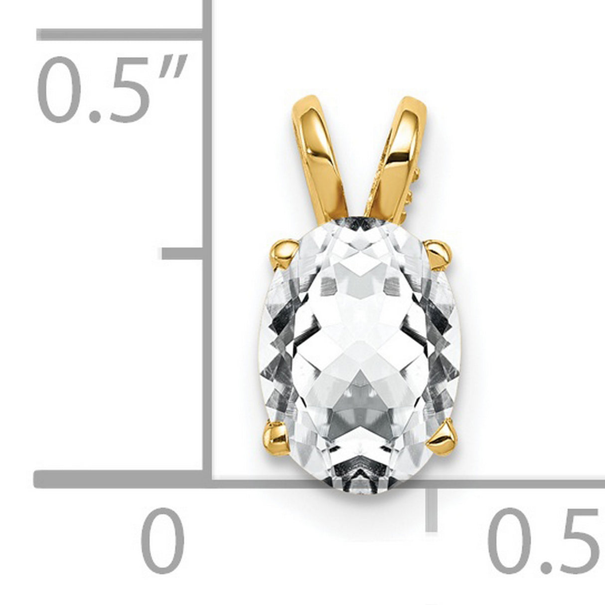 8x6mm Oval Cubic Zirconia Charm Pendant in Real 14k Yellow Gold