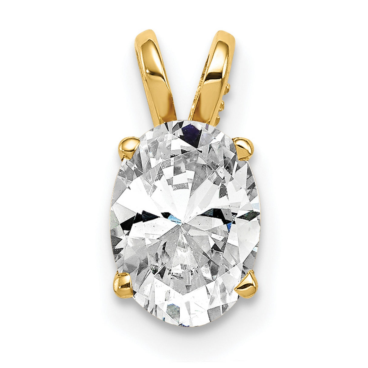 8x6mm Oval Cubic Zirconia Charm Pendant in Real 14k Yellow Gold
