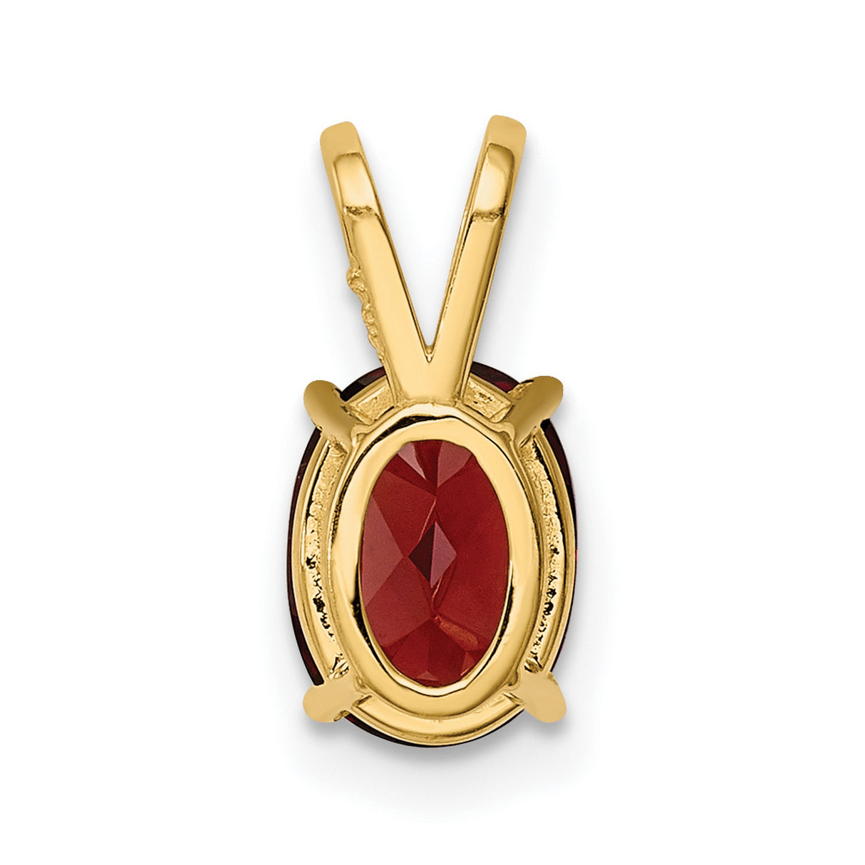 8x6mm Oval Garnet Charm Pendant in Real 14k Yellow Gold