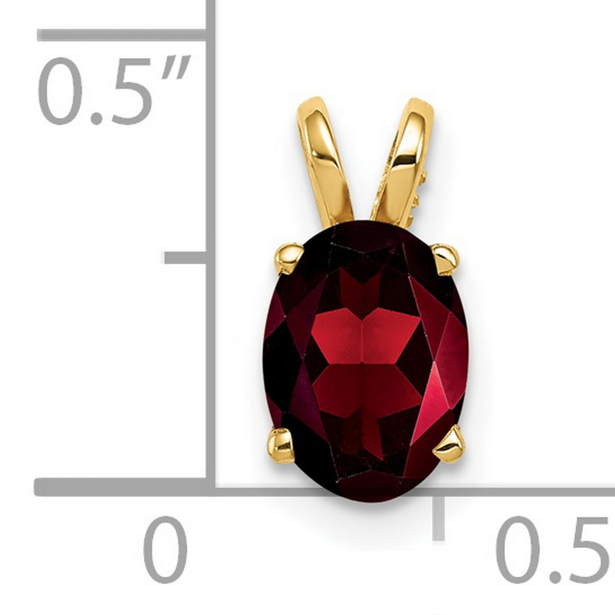 8x6mm Oval Garnet Charm Pendant in Real 14k Yellow Gold