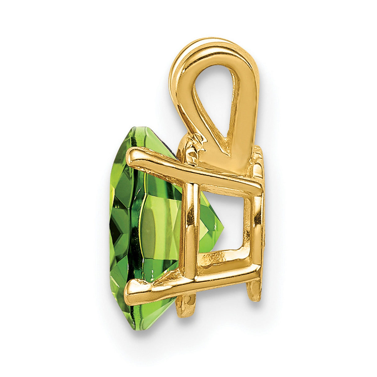8x6mm Oval Peridot Charm Pendant in Real 14k Yellow Gold