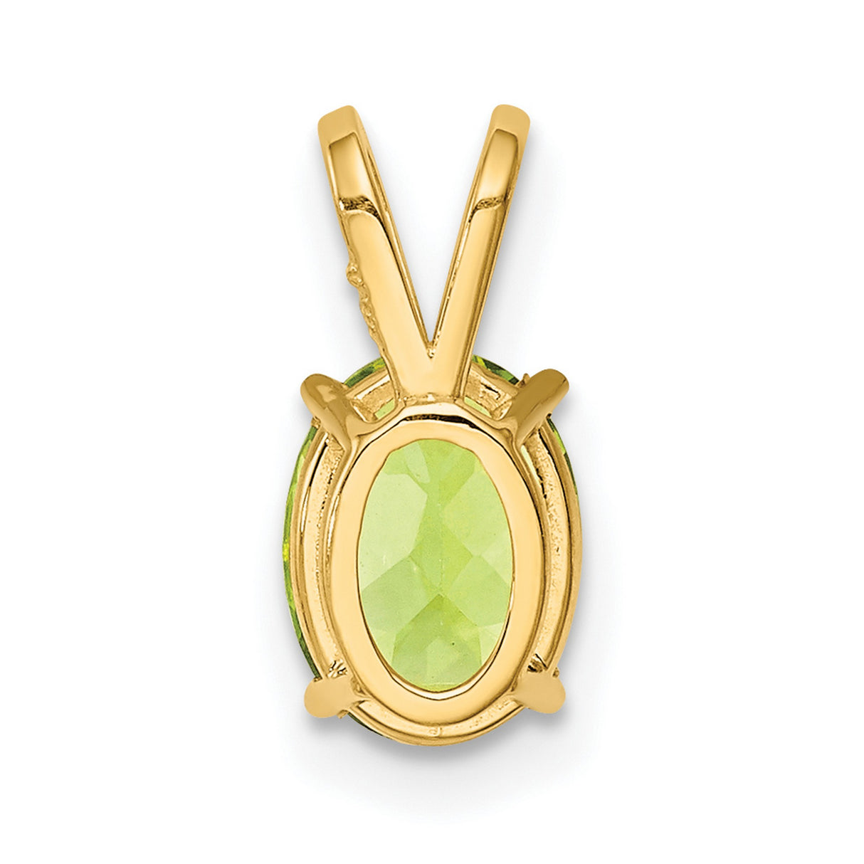8x6mm Oval Peridot Charm Pendant in Real 14k Yellow Gold