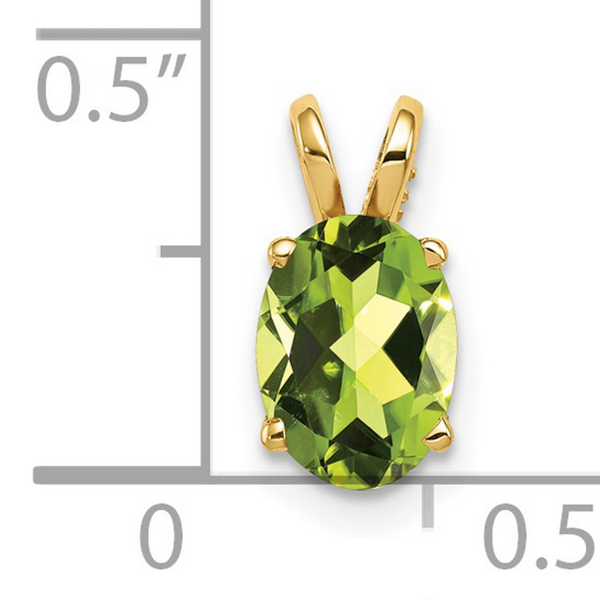8x6mm Oval Peridot Charm Pendant in Real 14k Yellow Gold