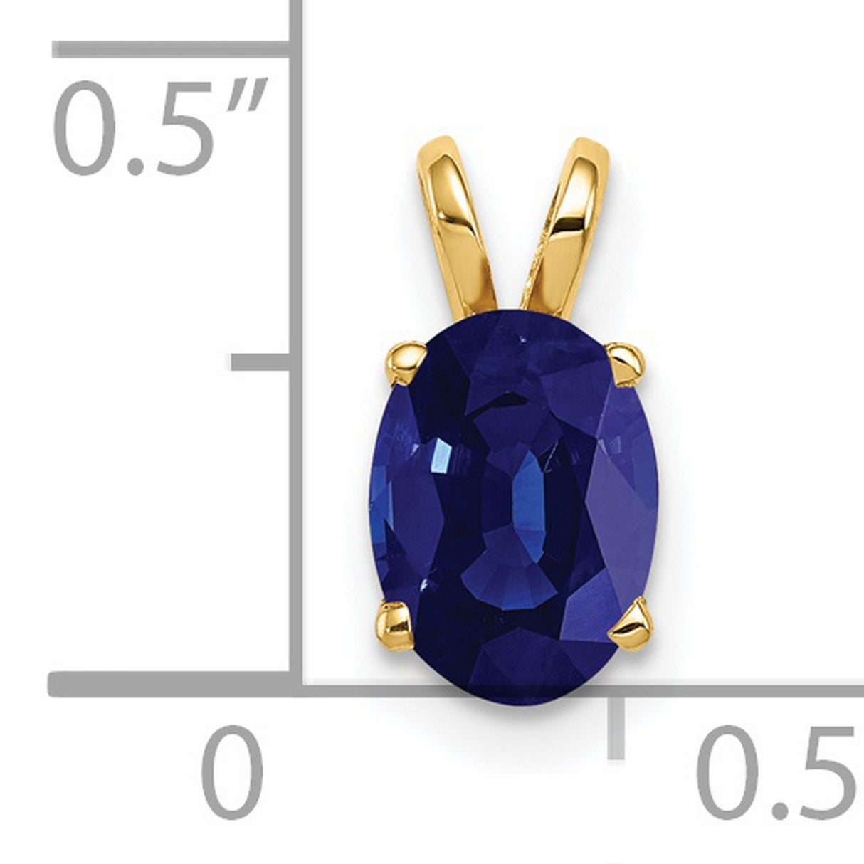 8x6mm Oval Sapphire Charm Pendant in Real 14k Yellow Gold