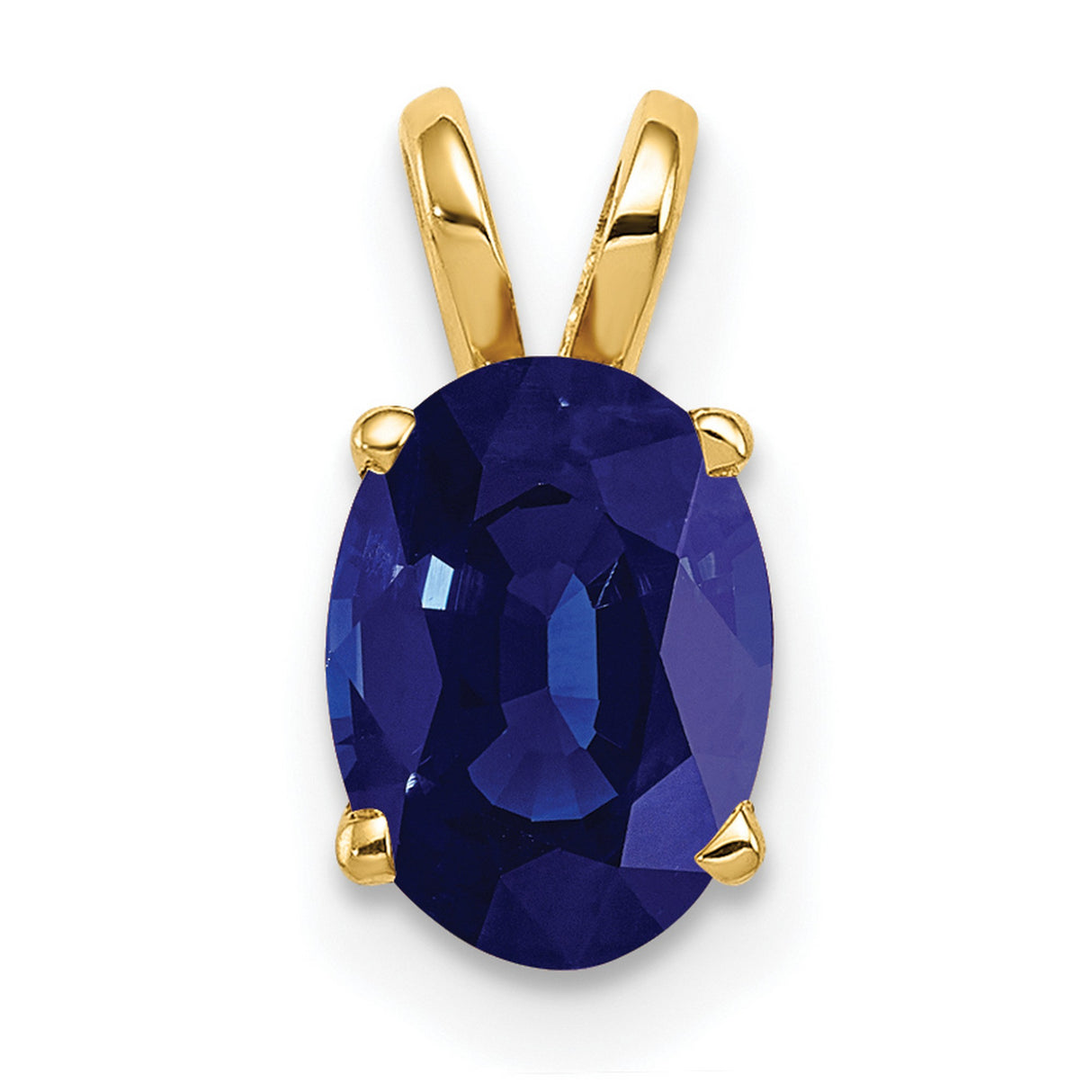 8x6mm Oval Sapphire Charm Pendant in Real 14k Yellow Gold