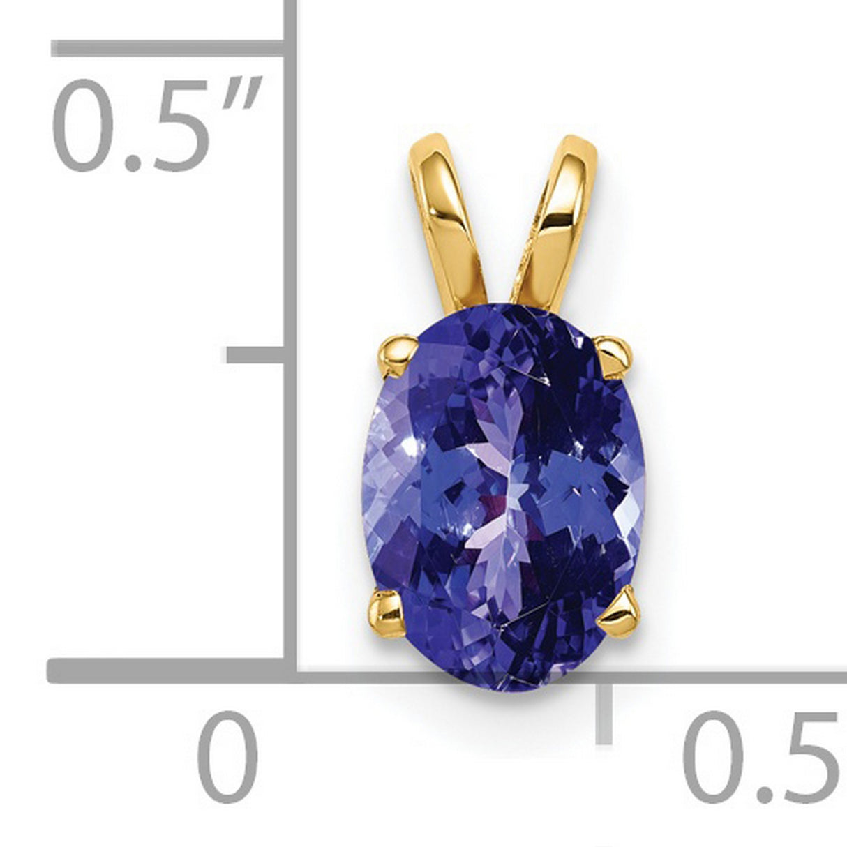 8x6mm Oval Tanzanite Charm Pendant in Real 14k Yellow Gold