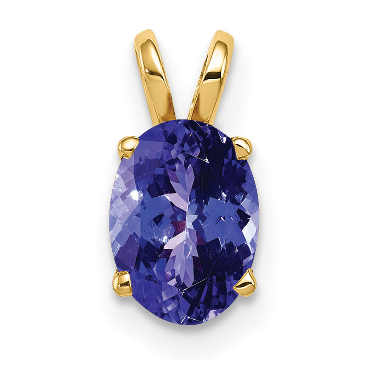 8x6mm Oval Tanzanite Charm Pendant in Real 14k Yellow Gold