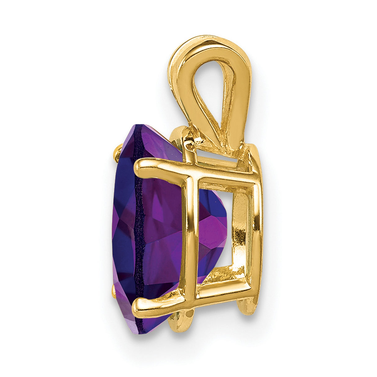 9x7mm Oval Amethyst Charm Pendant in Real 14k Yellow Gold
