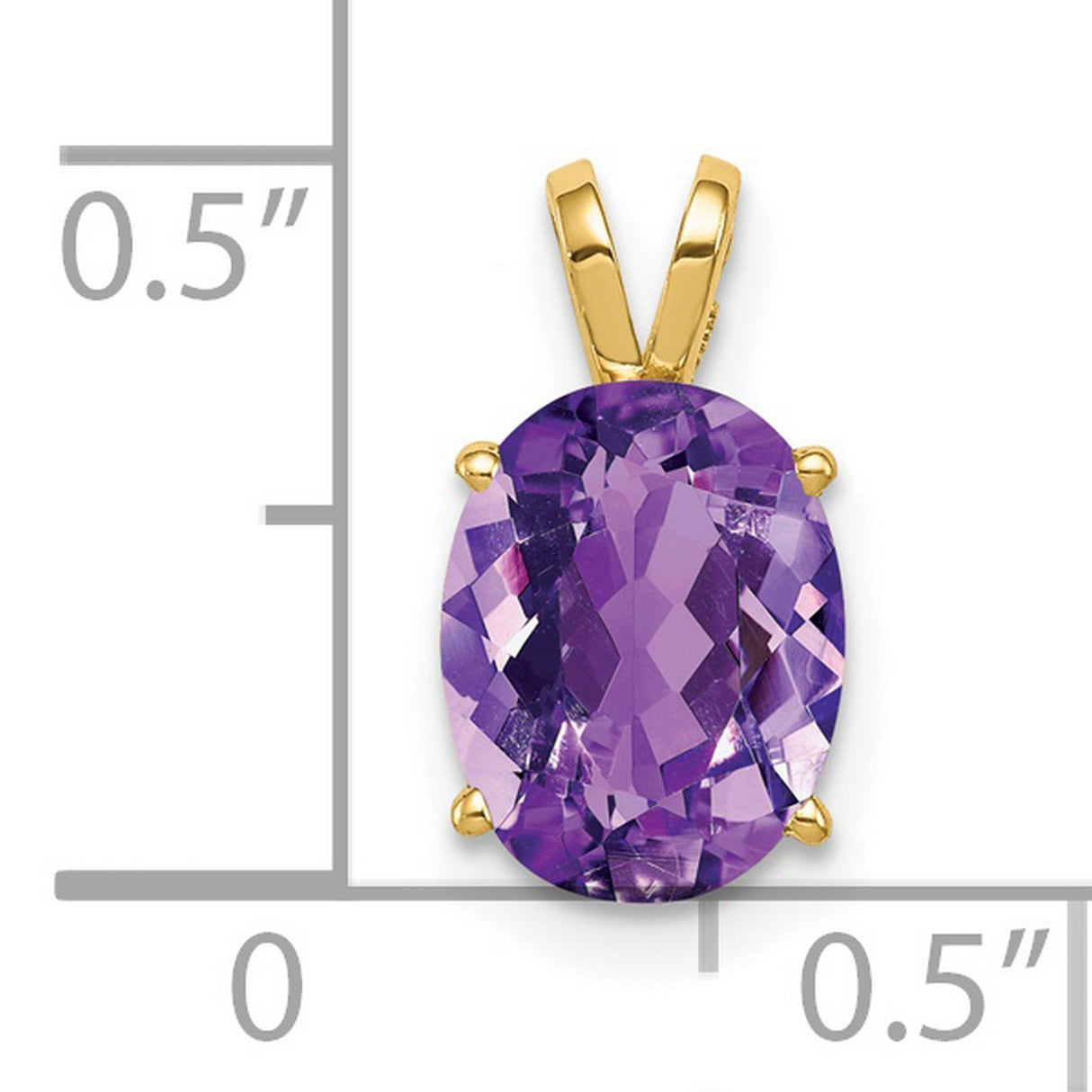 9x7mm Oval Amethyst Charm Pendant in Real 14k Yellow Gold