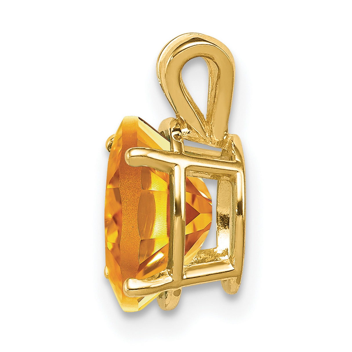 9x7mm Oval Citrine Charm Pendant in Real 14k Yellow Gold