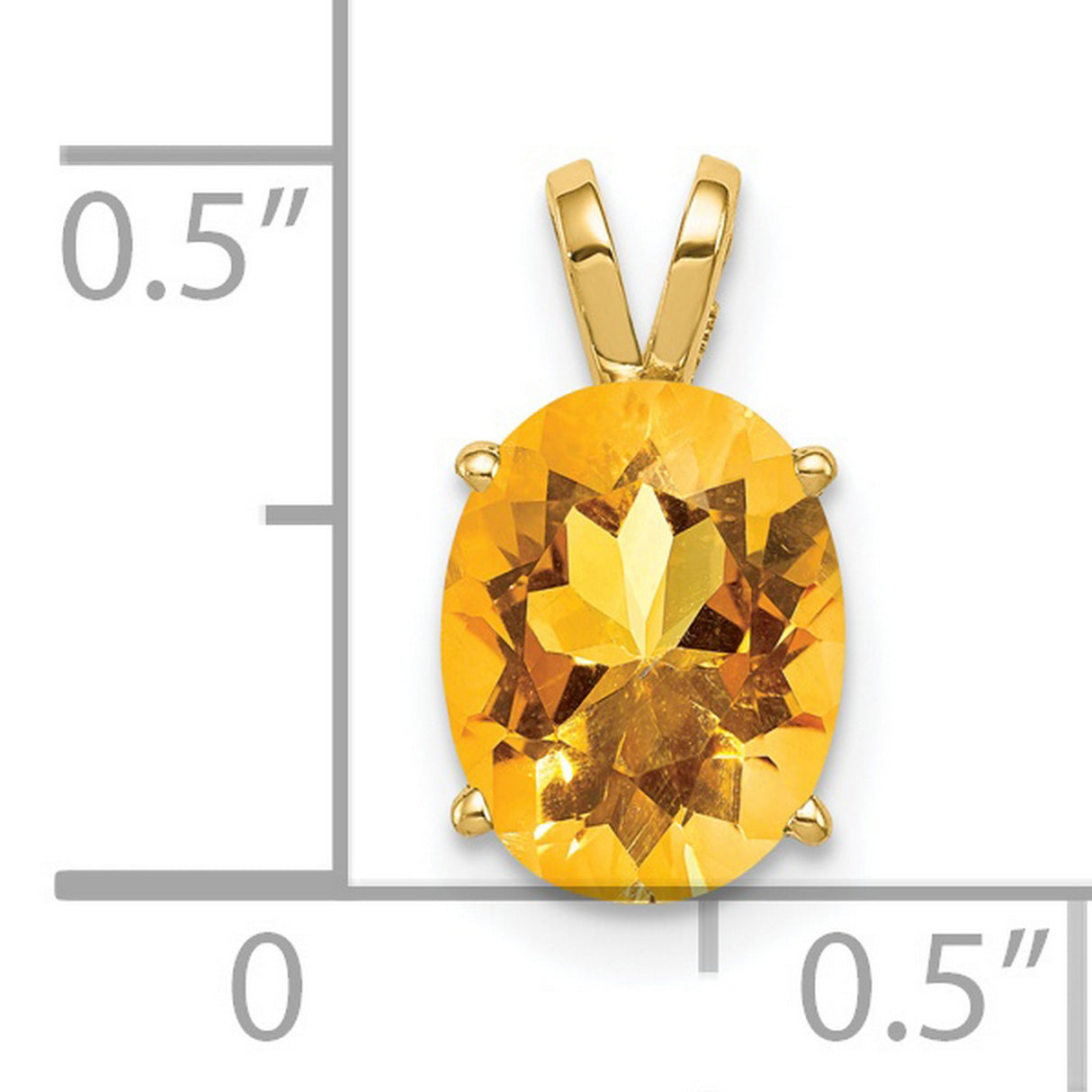 9x7mm Oval Citrine Charm Pendant in Real 14k Yellow Gold