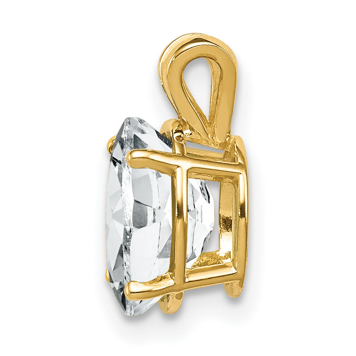 9x7mm Oval Cubic Zirconia Charm Pendant in Real 14k Yellow Gold