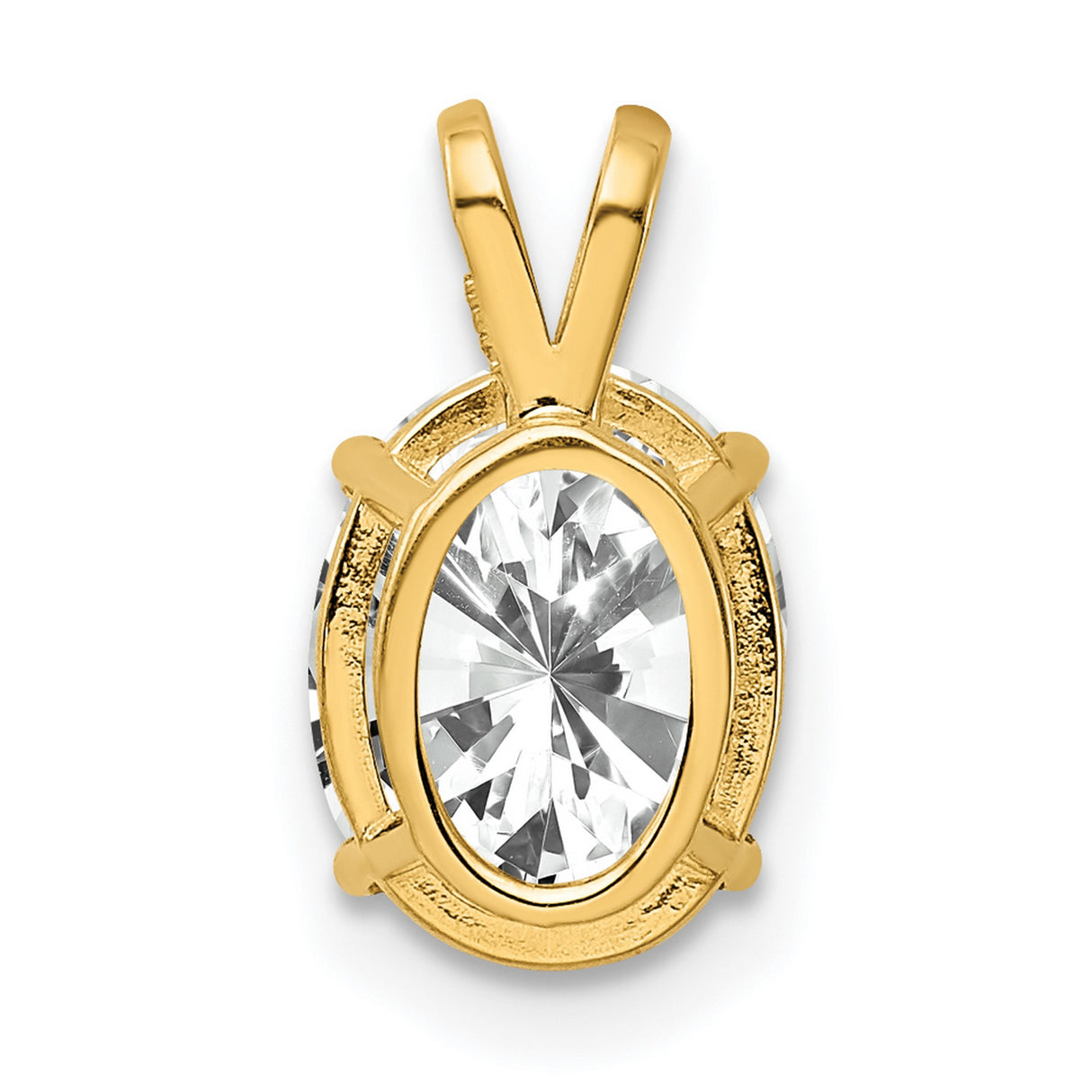 9x7mm Oval Cubic Zirconia Charm Pendant in Real 14k Yellow Gold