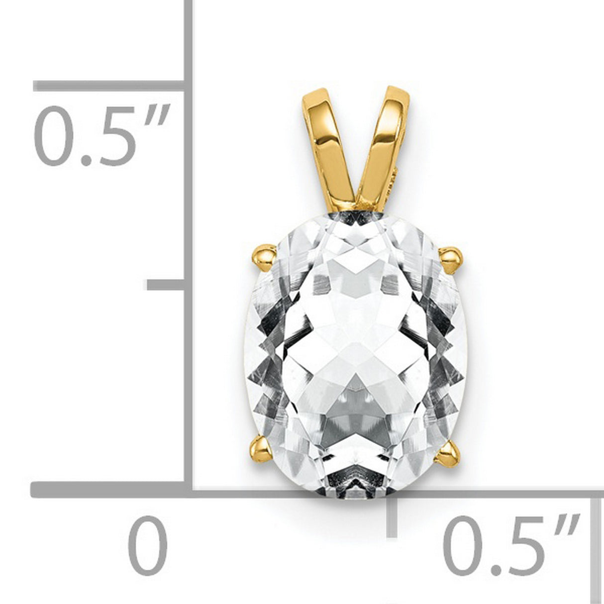 9x7mm Oval Cubic Zirconia Charm Pendant in Real 14k Yellow Gold