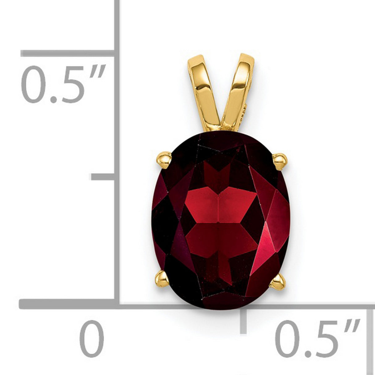9x7mm Oval Garnet Charm Pendant in Real 14k Yellow Gold
