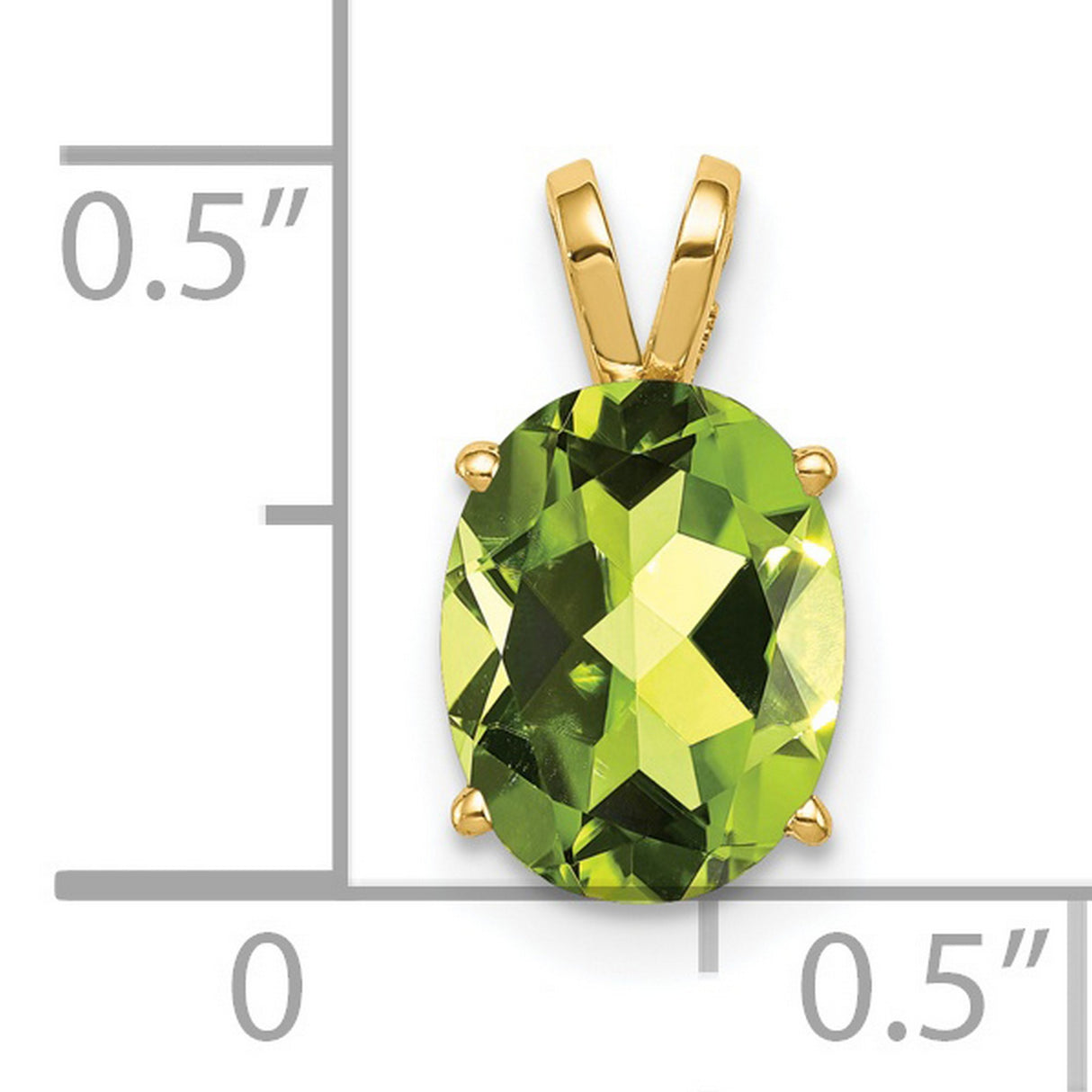 9x7mm Oval Peridot Charm Pendant in Real 14k Yellow Gold