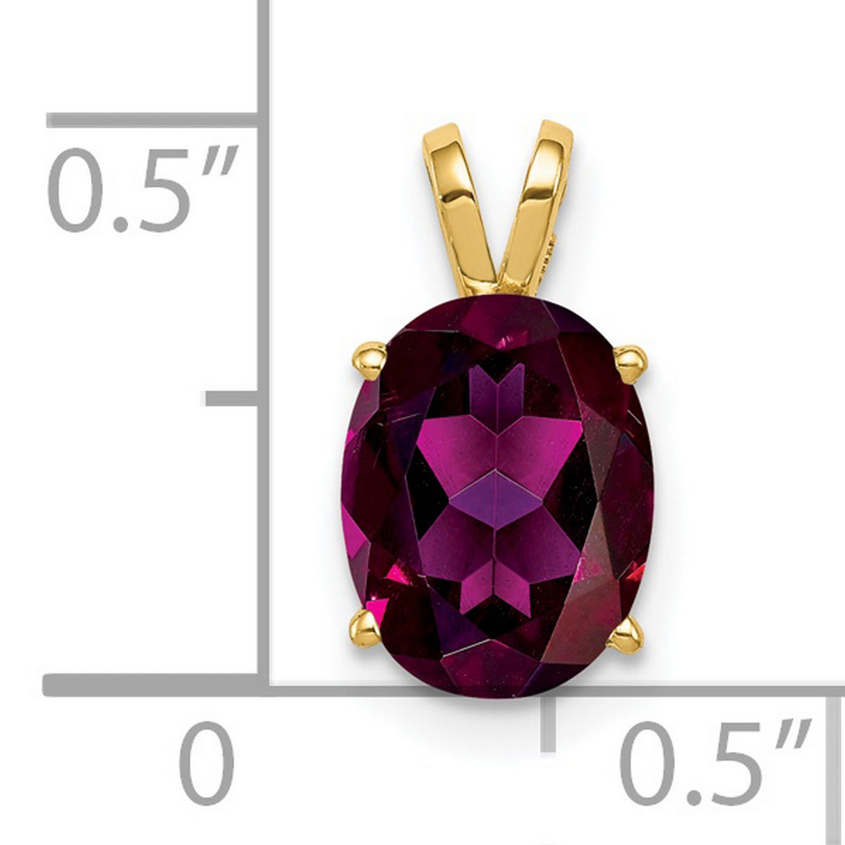 9x7mm Oval Rhodolite Garnet Charm Pendant in Real 14k Yellow Gold