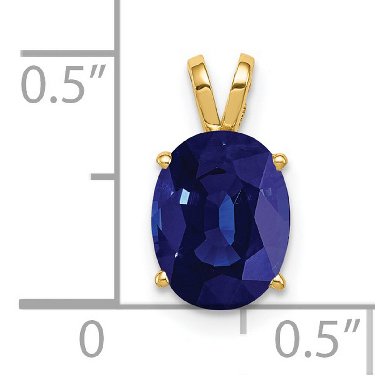 9x7mm Oval Sapphire Charm Pendant in Real 14k Yellow Gold