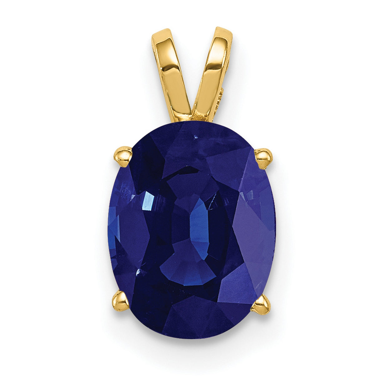 9x7mm Oval Sapphire Charm Pendant in Real 14k Yellow Gold