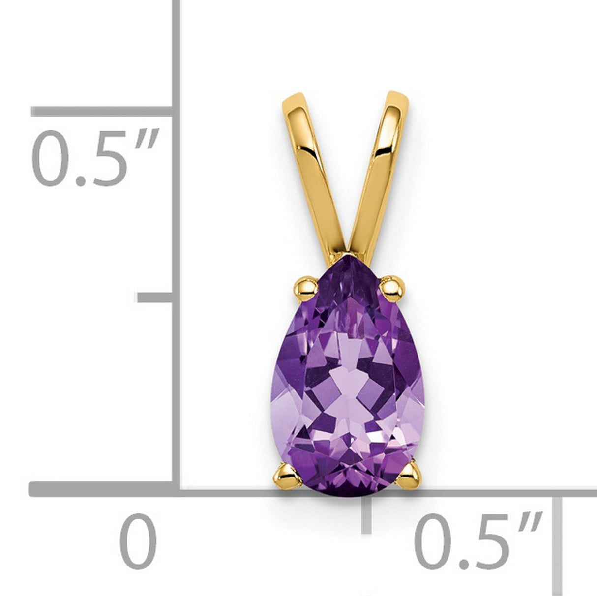 8x5mm Pear Amethyst Charm Pendant in Real 14k Yellow Gold
