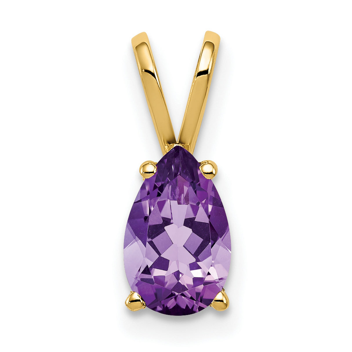 8x5mm Pear Amethyst Charm Pendant in Real 14k Yellow Gold