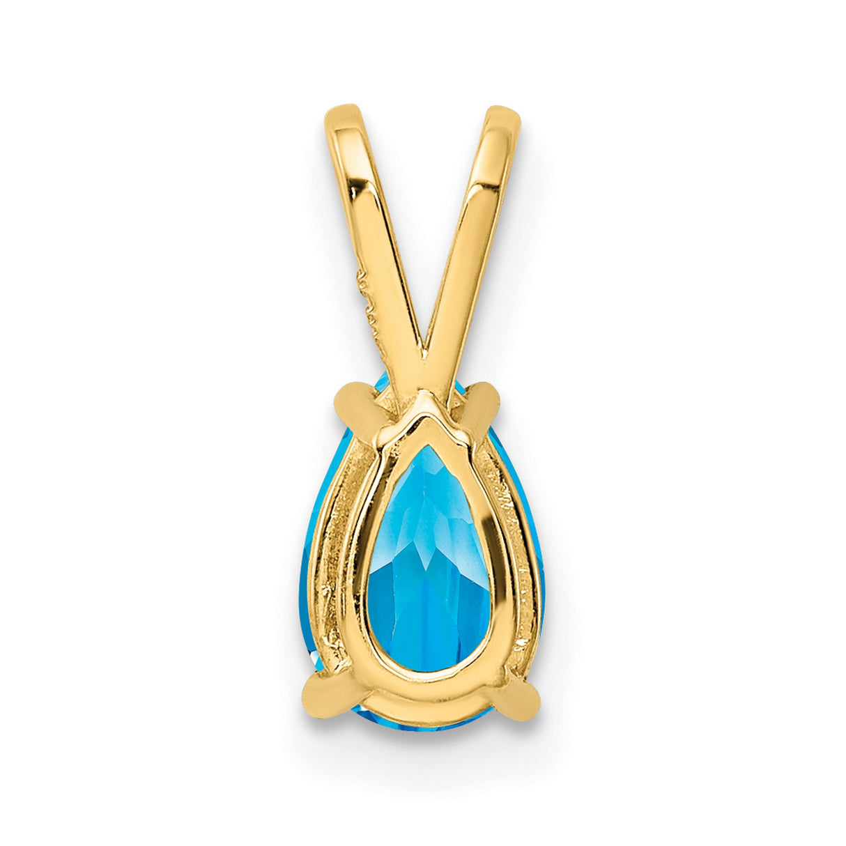 8x5mm Pear Blue Topaz Charm Pendant in Real 14k Yellow Gold