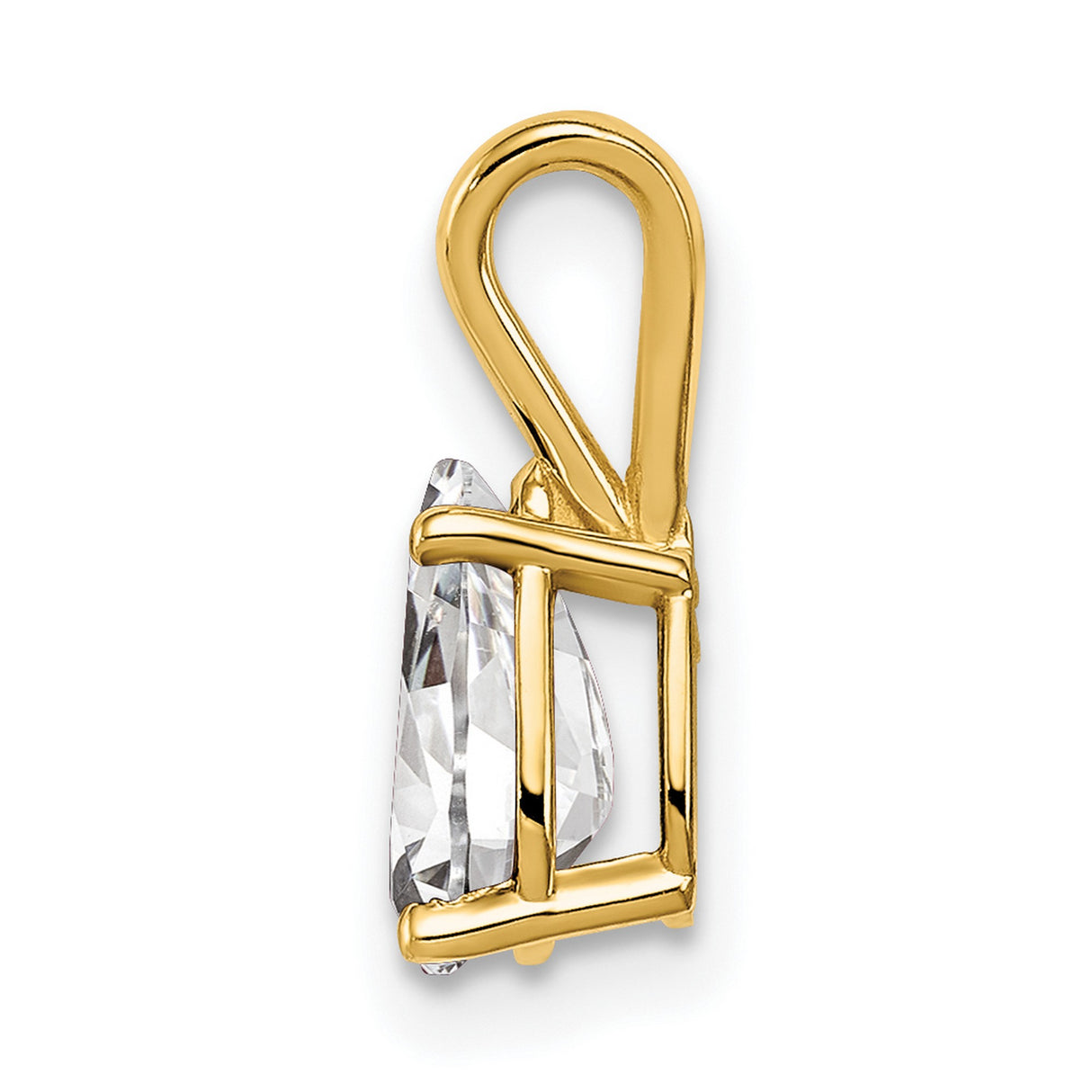 8x5mm Pear Cubic Zirconia Charm Pendant in Real 14k Yellow Gold