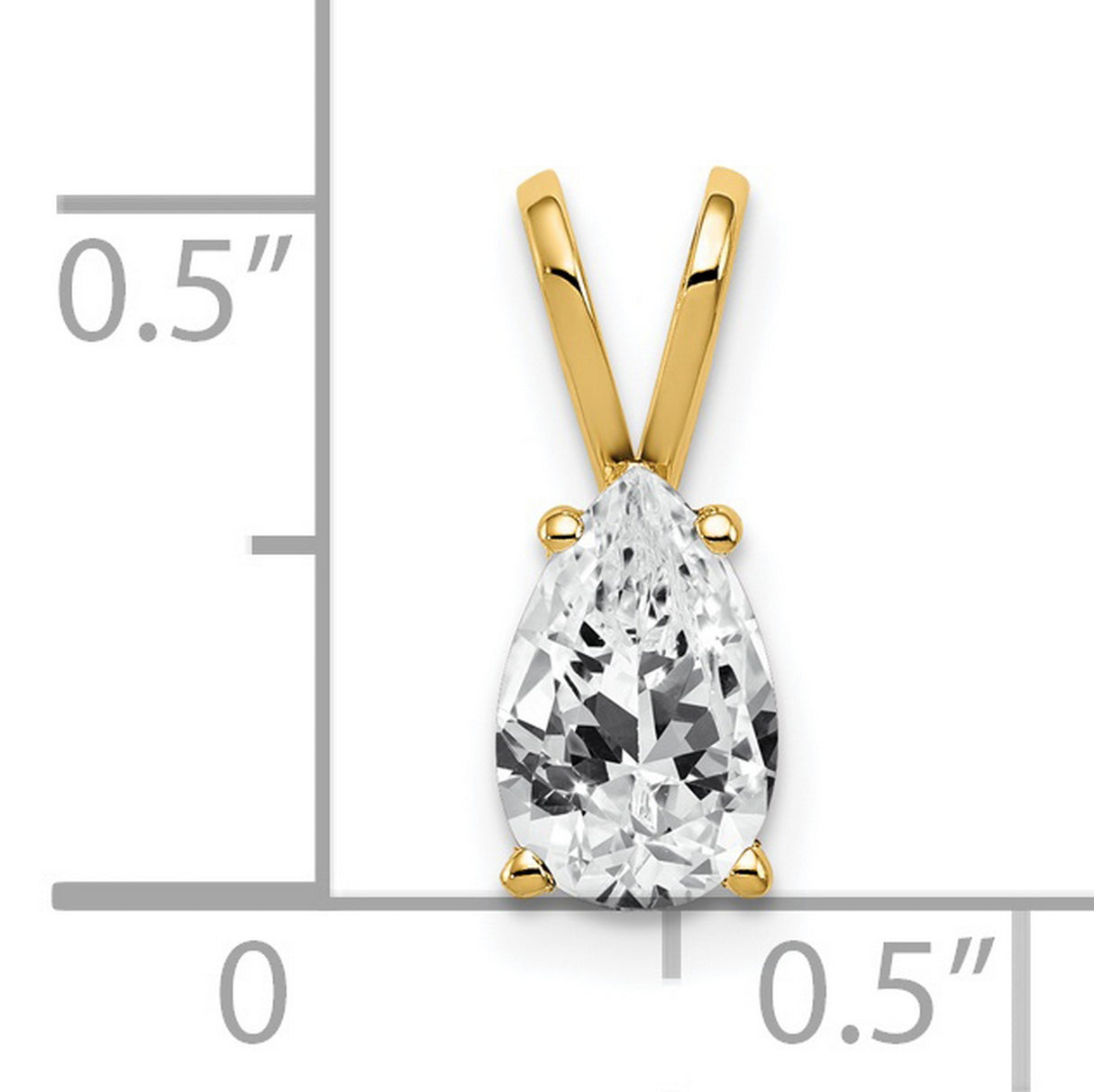 8x5mm Pear Cubic Zirconia Charm Pendant in Real 14k Yellow Gold