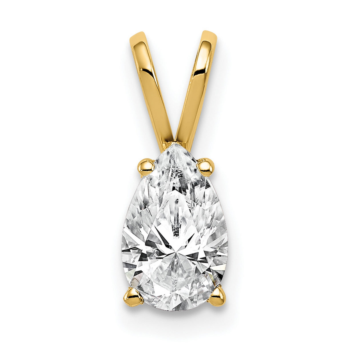 8x5mm Pear Cubic Zirconia Charm Pendant in Real 14k Yellow Gold