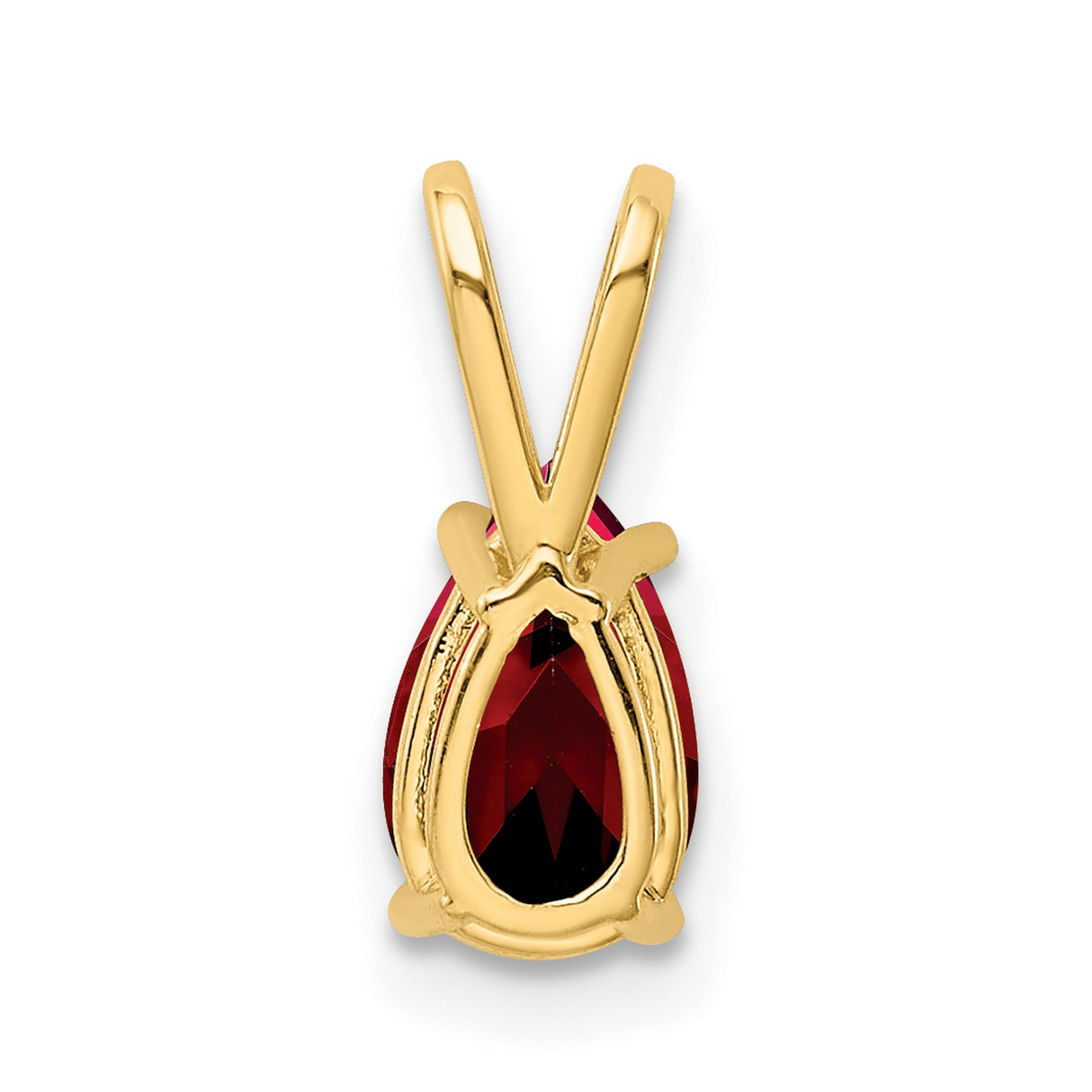 8x5mm Pear Garnet Charm Pendant in Real 14k Yellow Gold