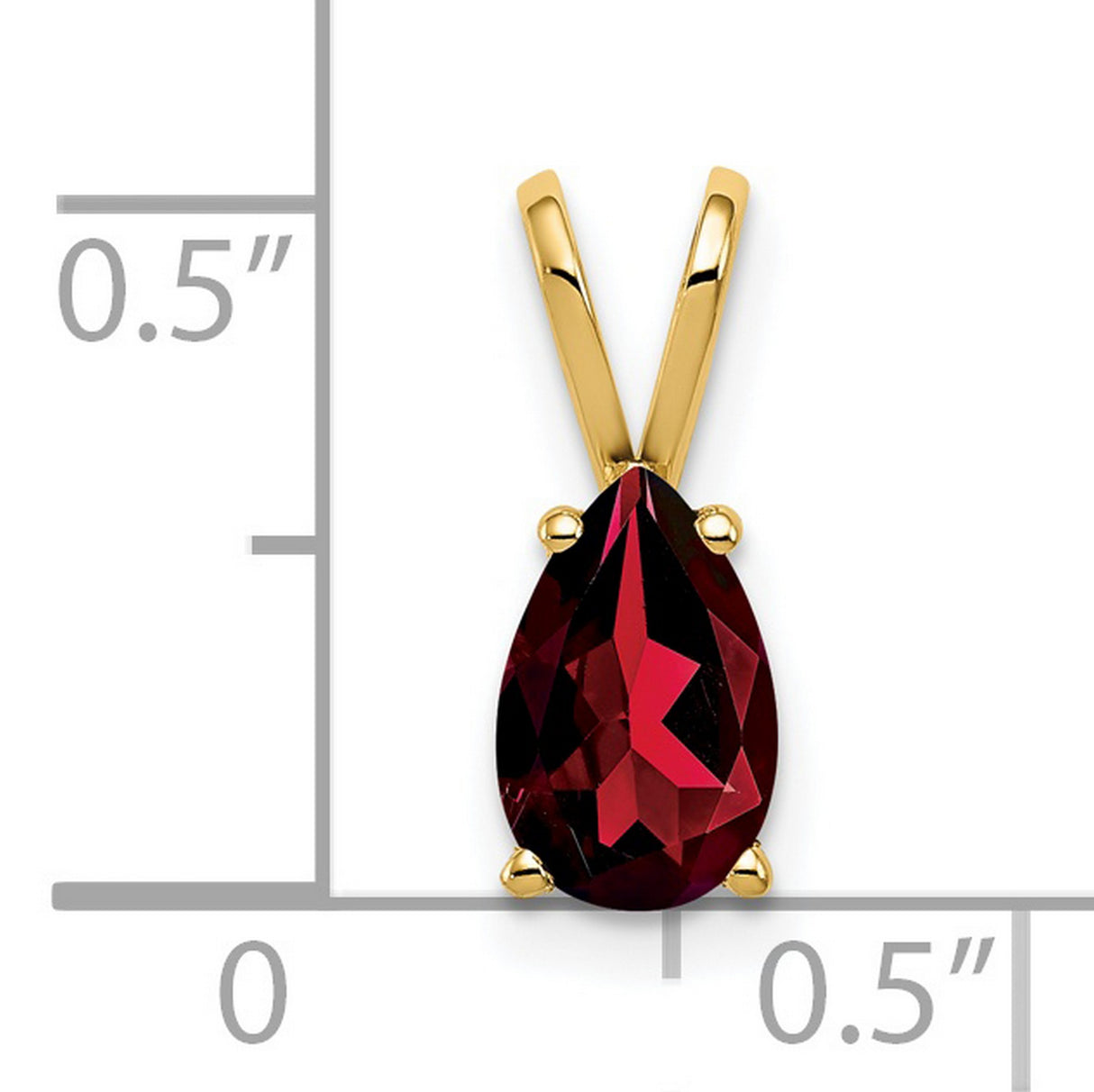 8x5mm Pear Garnet Charm Pendant in Real 14k Yellow Gold