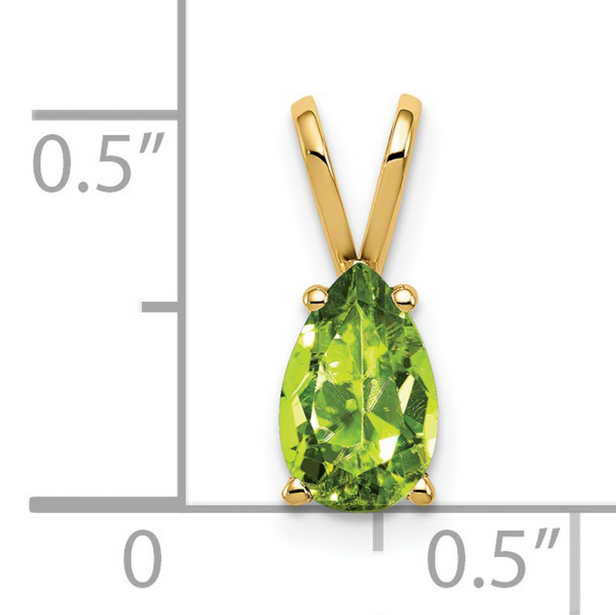 8x5mm Pear Peridot Charm Pendant in Real 14k Yellow Gold