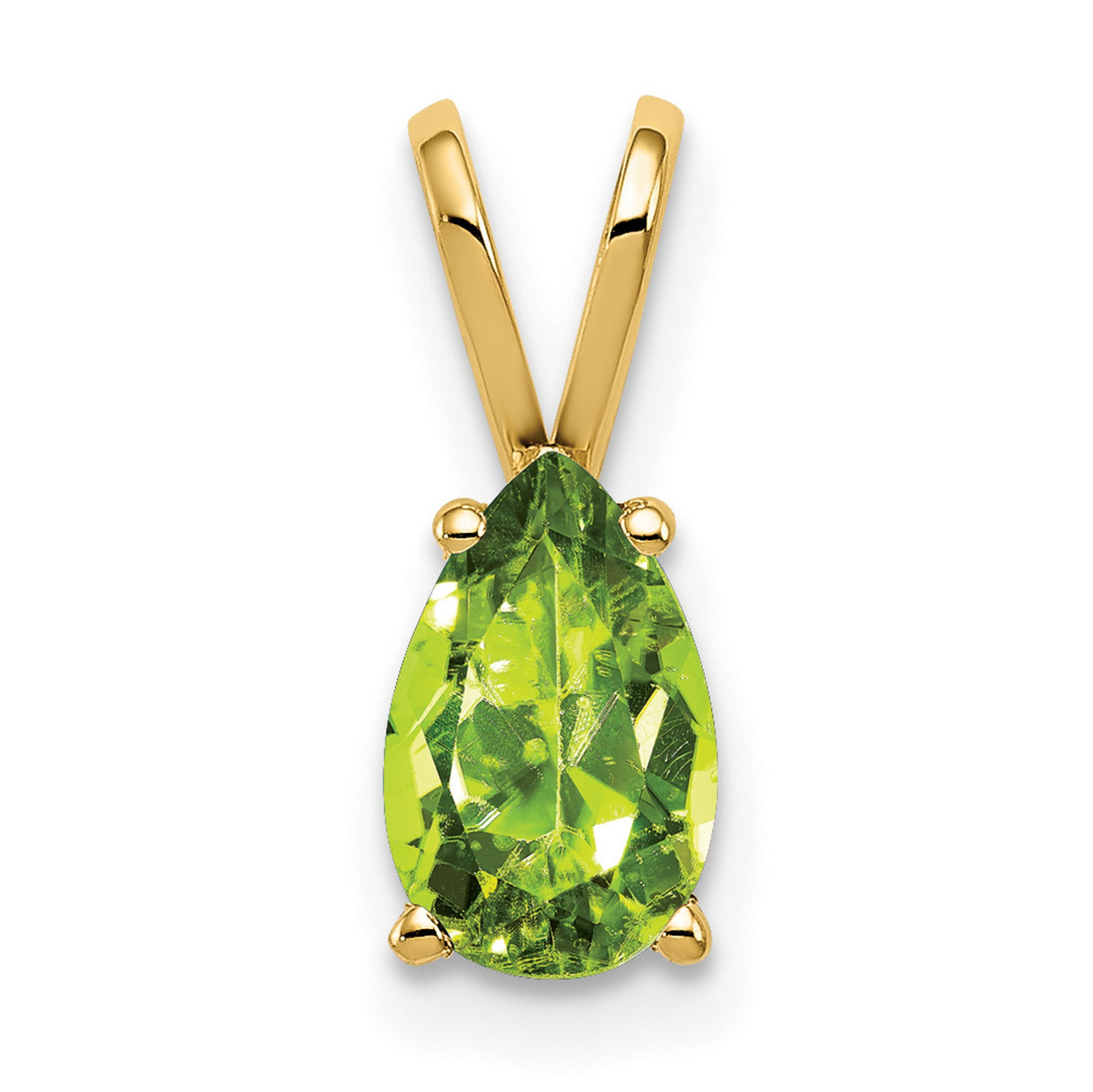 8x5mm Pear Peridot Charm Pendant in Real 14k Yellow Gold