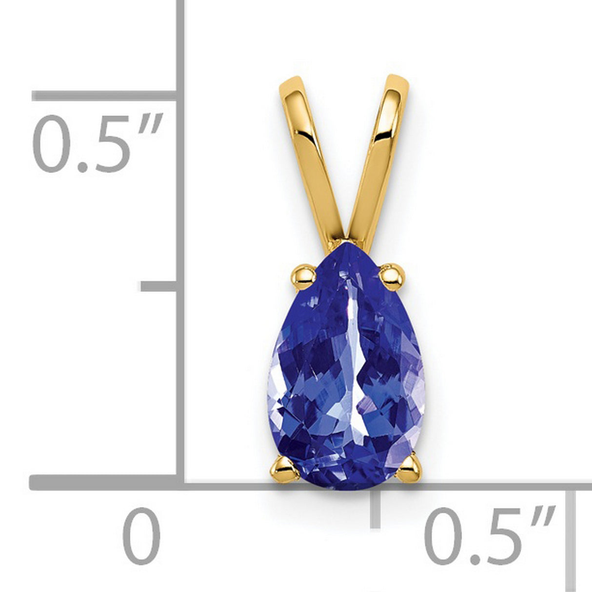 8x5mm Pear Tanzanite Charm Pendant in Real 14k Yellow Gold