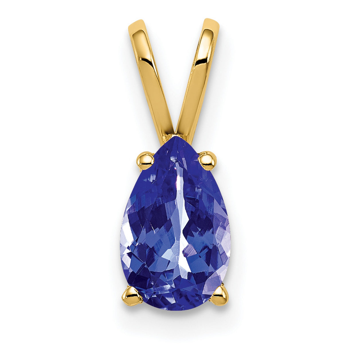 8x5mm Pear Tanzanite Charm Pendant in Real 14k Yellow Gold
