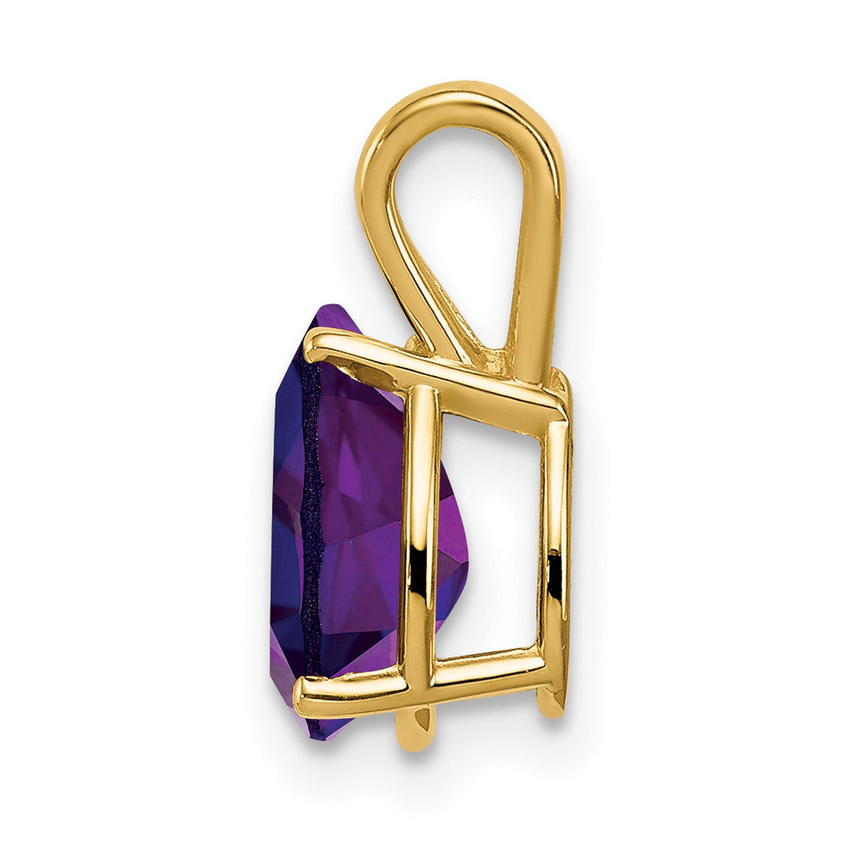 9x6mm Pear Amethyst Charm Pendant in Real 14k Yellow Gold