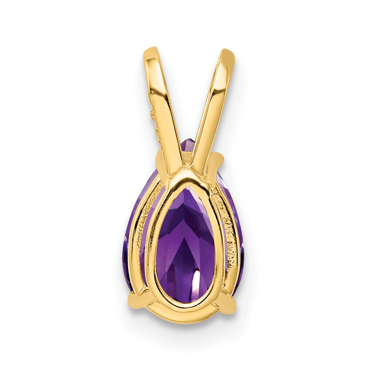 9x6mm Pear Amethyst Charm Pendant in Real 14k Yellow Gold