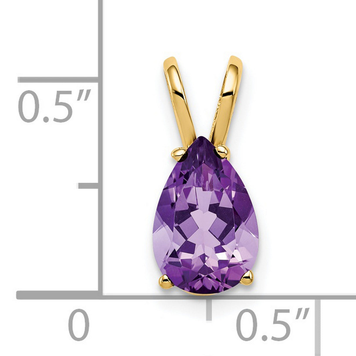 9x6mm Pear Amethyst Charm Pendant in Real 14k Yellow Gold