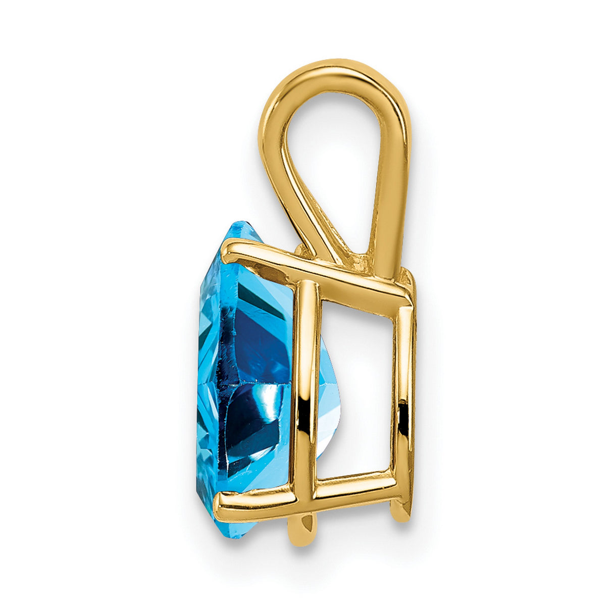 Blue Topaz Charm Pendant in Real 14k Yellow Gold
