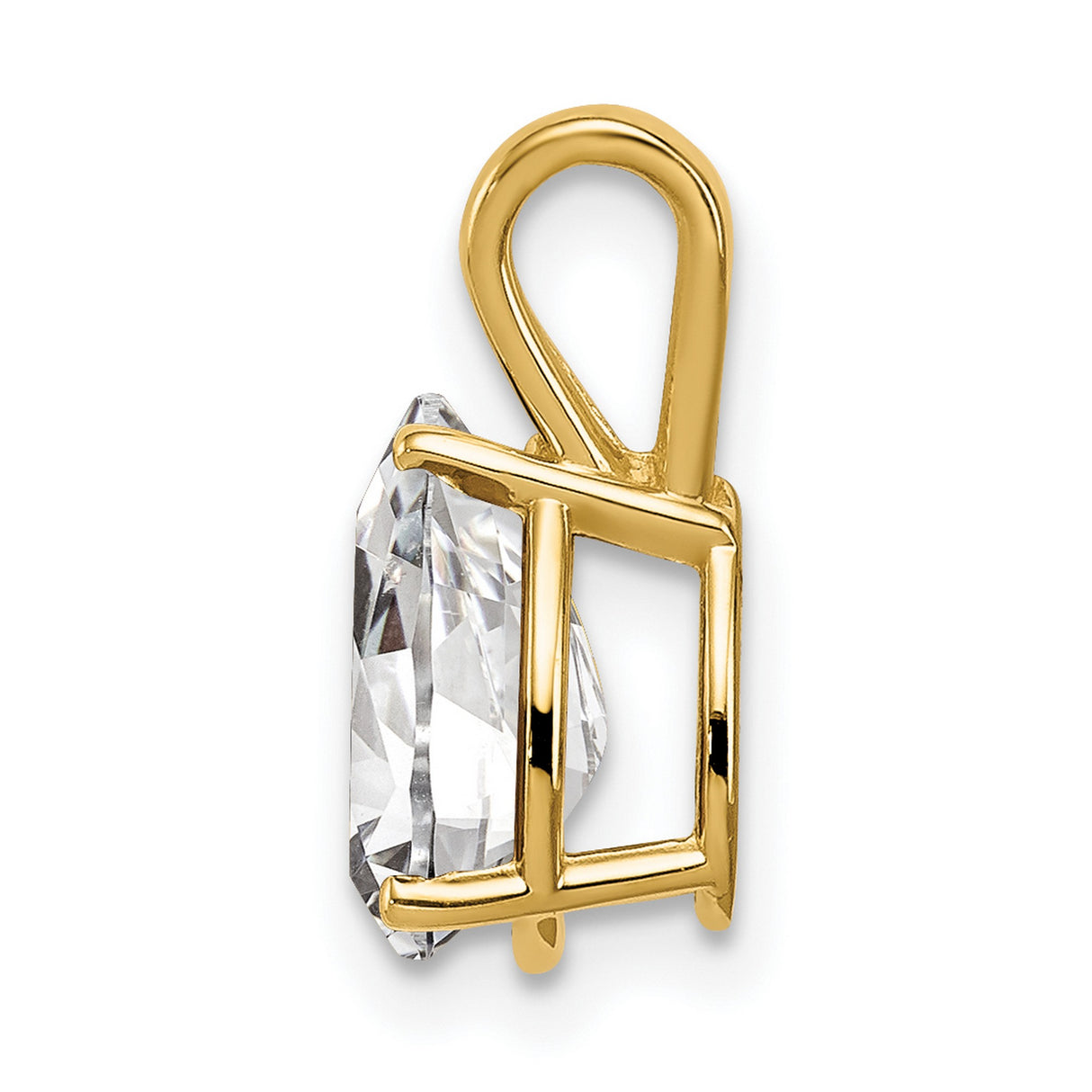 9x6mm Pear Cubic Zirconia Charm Pendant in Real 14k Yellow Gold