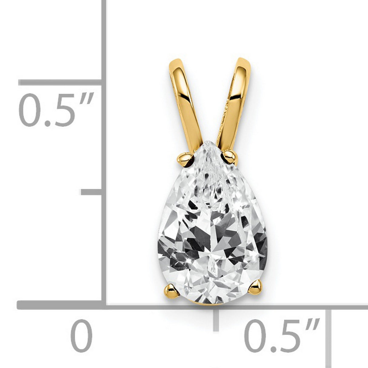 9x6mm Pear Cubic Zirconia Charm Pendant in Real 14k Yellow Gold