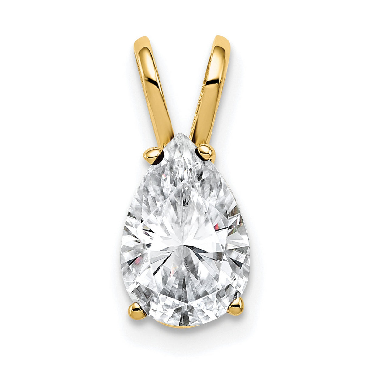 9x6mm Pear Cubic Zirconia Charm Pendant in Real 14k Yellow Gold