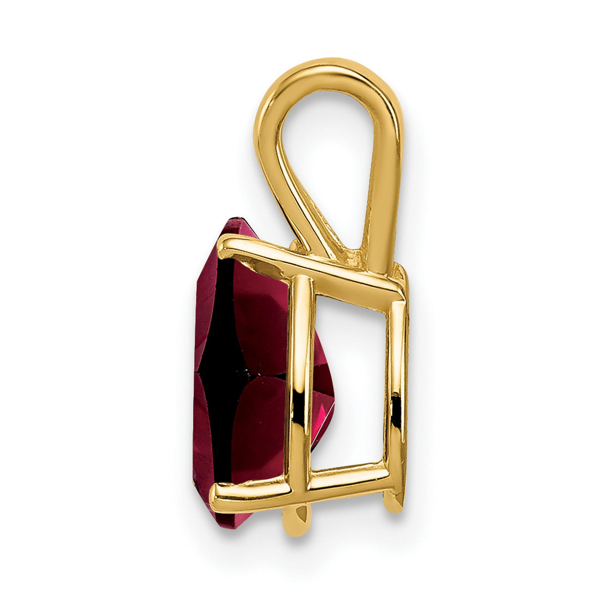 9x6mm Pear Garnet Charm Pendant in Real 14k Yellow Gold