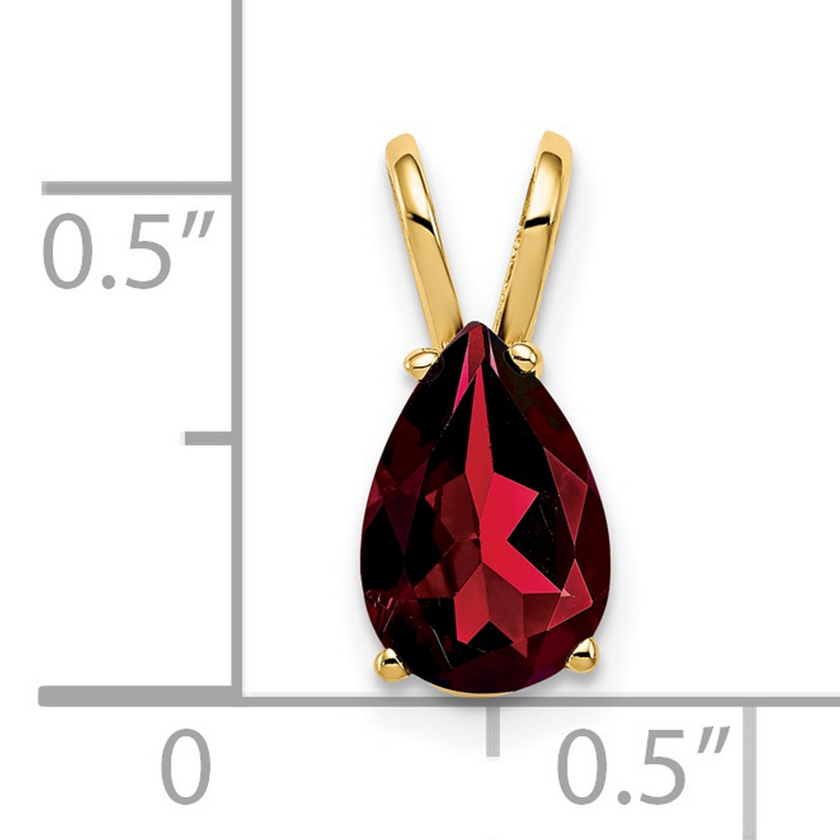 9x6mm Pear Garnet Charm Pendant in Real 14k Yellow Gold