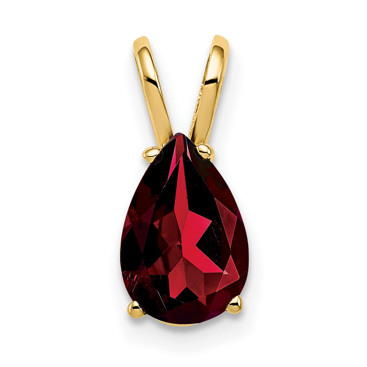9x6mm Pear Garnet Charm Pendant in Real 14k Yellow Gold