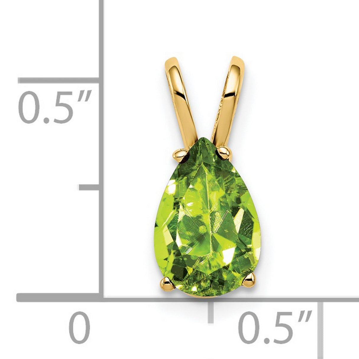 9x6mm Pear Peridot Charm Pendant in Real 14k Yellow Gold