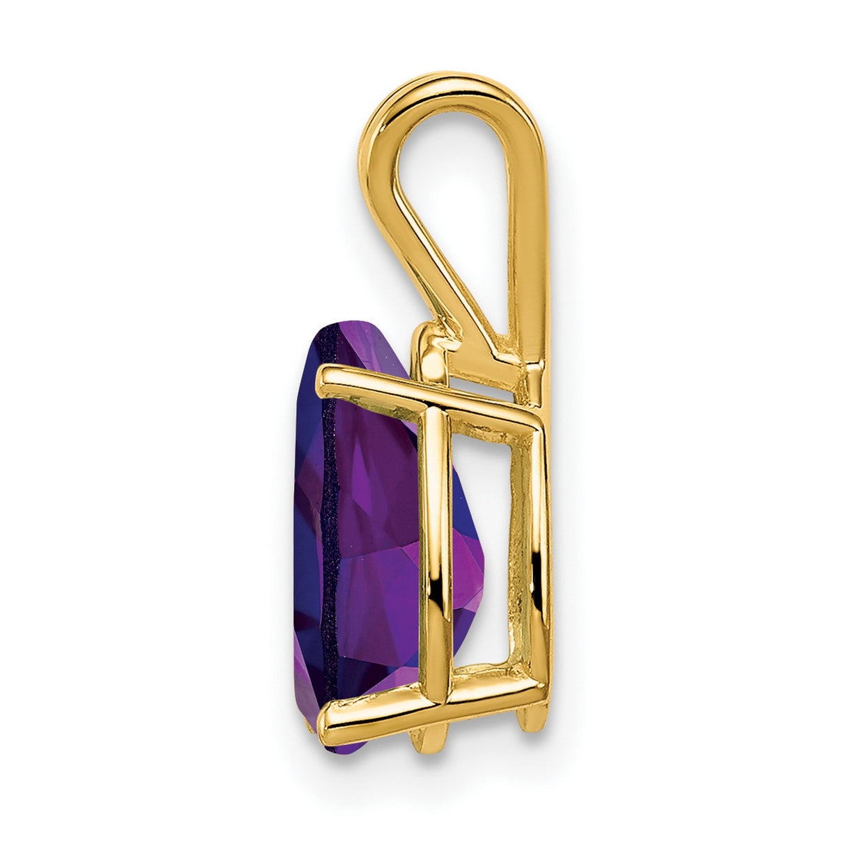 10x7mm Pear Amethyst Charm Pendant in Real 14k Yellow Gold